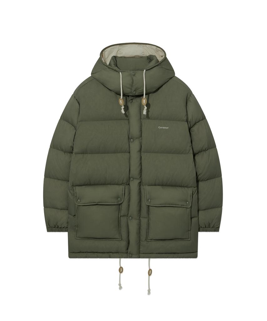 Covernat Detachable Hooded Mid Down Jacket Olive