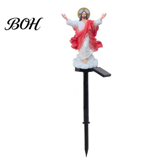 Jesus Sculpture for Lawn Statue Solar Light, Religious Garden Outdoor Waterproof Lighted Powered Patio Decorations Figurine, Pathway Light Yard
