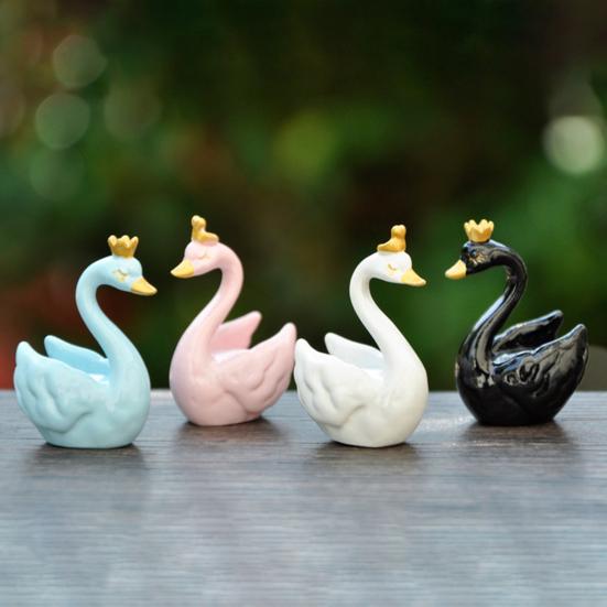 Фигурка Лебедя Прекрасная Миниатюрная Фигурка Кукла DIY Украшение для Торта Симуляция Короны Фигурка Лебедя Смола Модель Животного Рождественский Свадебный Подарок