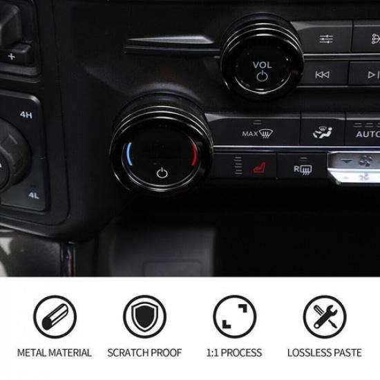 Air Conditioner Audio Volume Switch Knob Trim For Ford F150 2021-2024 Black 4pcs