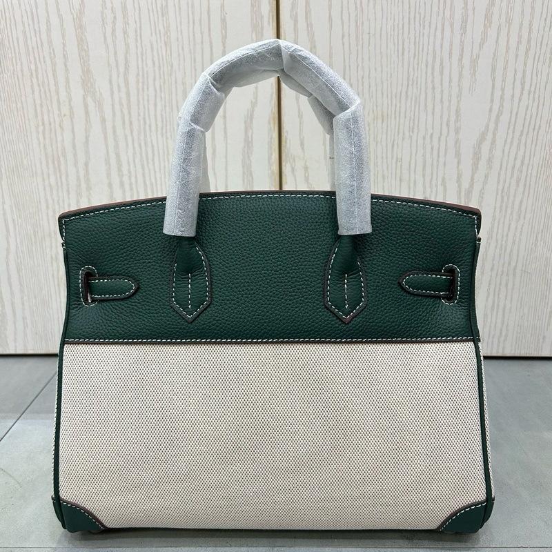 2026 новый первый слой коровья кожа с узором личи и холщовый холст платиновая сумка настоящая кожаная сумка-тоут европейская и американская сумка-мессенджер сумка