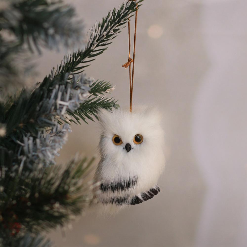 Simulation Fur Simulation Owl Plush Christmas Tree Hanging Plush Animal Ornament Christmas Gifts