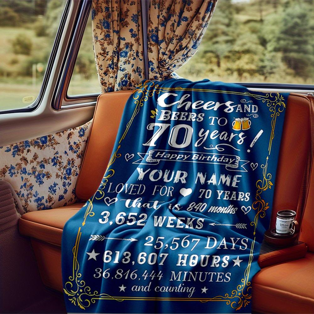 70Th Happy Birthday Blessed By God For 70 Years Blanket Personalized Name Soft Comfortable Stylish Blanket Car Blanket Perfect For Travel Camping