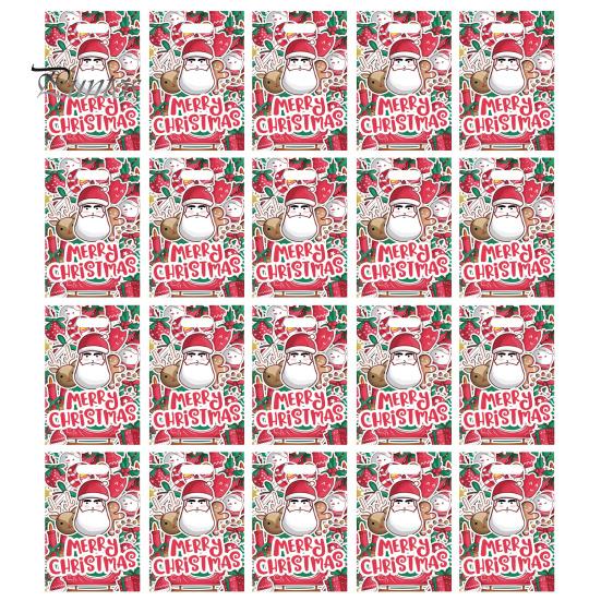 20Pcs Christmas Gift Bag Festive Candy Cookie Bag Santa Claus Deer Pattern Packaging Bag for Holiday Decor