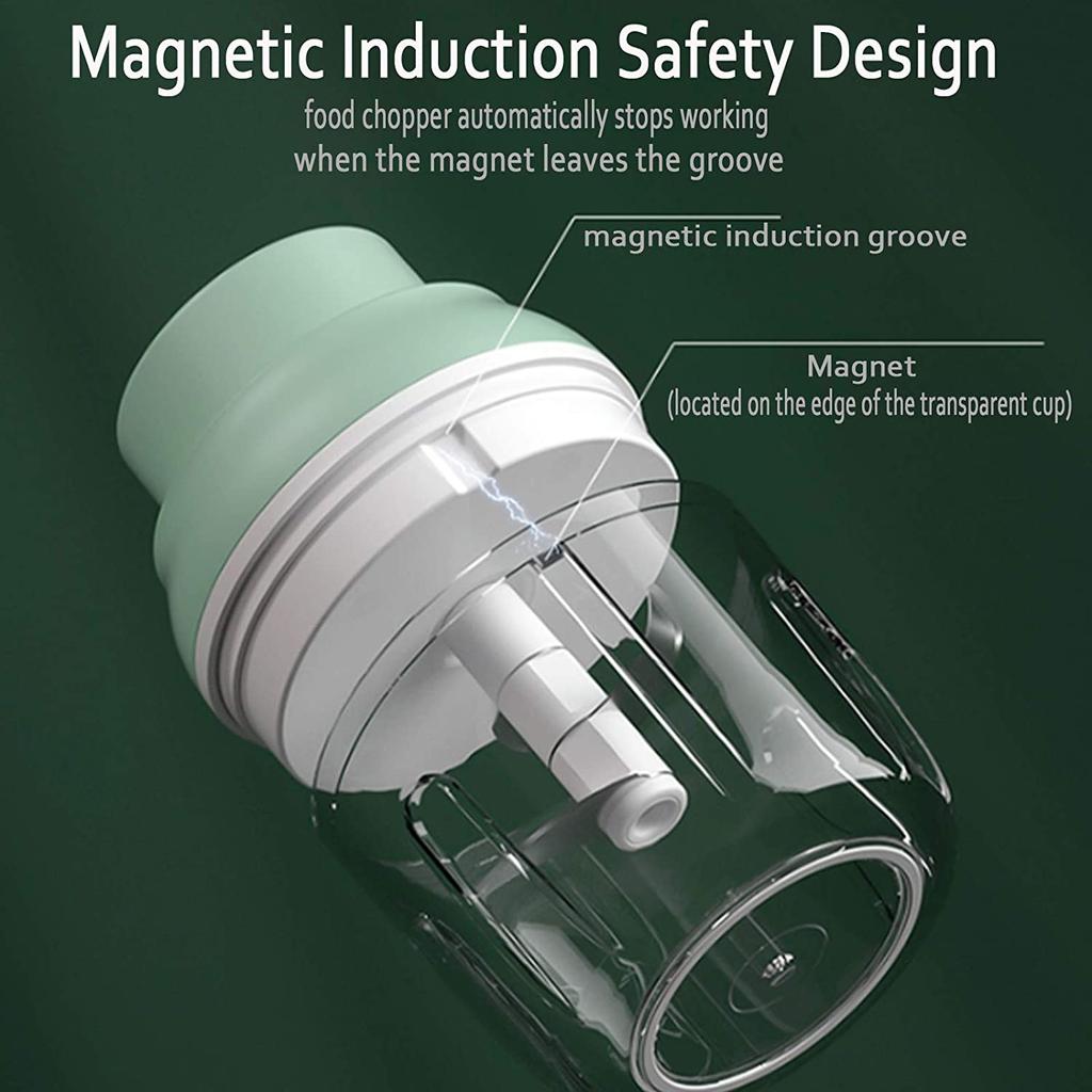 Mini Food Chopper ,250ML Portable Garlic Chopper with USB Charging Function, Mini Food Slicer for Onion Vegetables Chili Ginger Meat Nuts Fruit