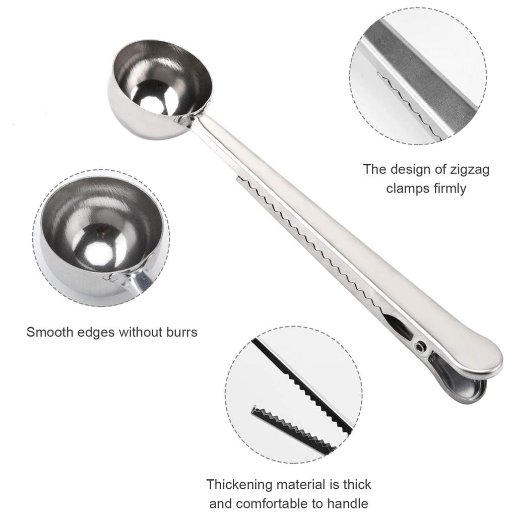 Два в одном из нержавеющей стали Кофейная ложка с зажимом для кухни Мерные ложки для чая Молоко Сухое Кофейные зерна Ложки
