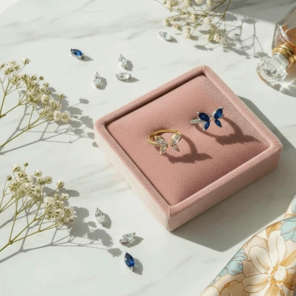 Light Luxury Butterfly Opening Ring Adjustable Crystal Ring Light Luxury Finger Jewelry  Gifts