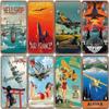 Vintage Air Races Metal Plate Aluminum Signs Retro Top Gun Airplane Metal Poster For Man Cave Bar Home Garage Club Wall Decor