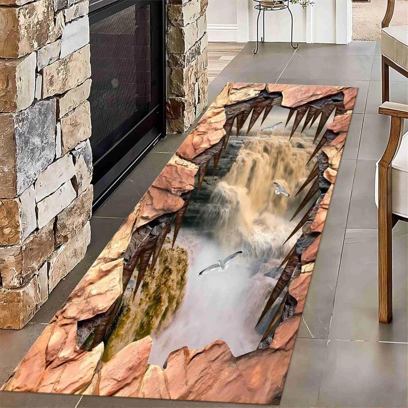 Non-Slip Soft 3D Canyon Rug, Durable Stain Resistant Long Mat, Funny Visual Trap Rug for Indoor & Outdoor Use Carpet