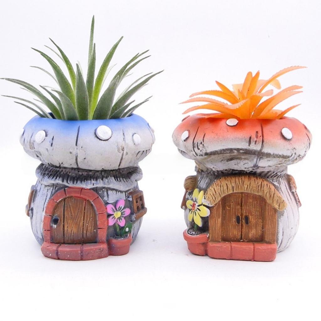 Original Mushroom Shape Cement Succulent Planter Mini Garden for Office Desk Home Decor Balcony Creative Gift for Plant Lovers