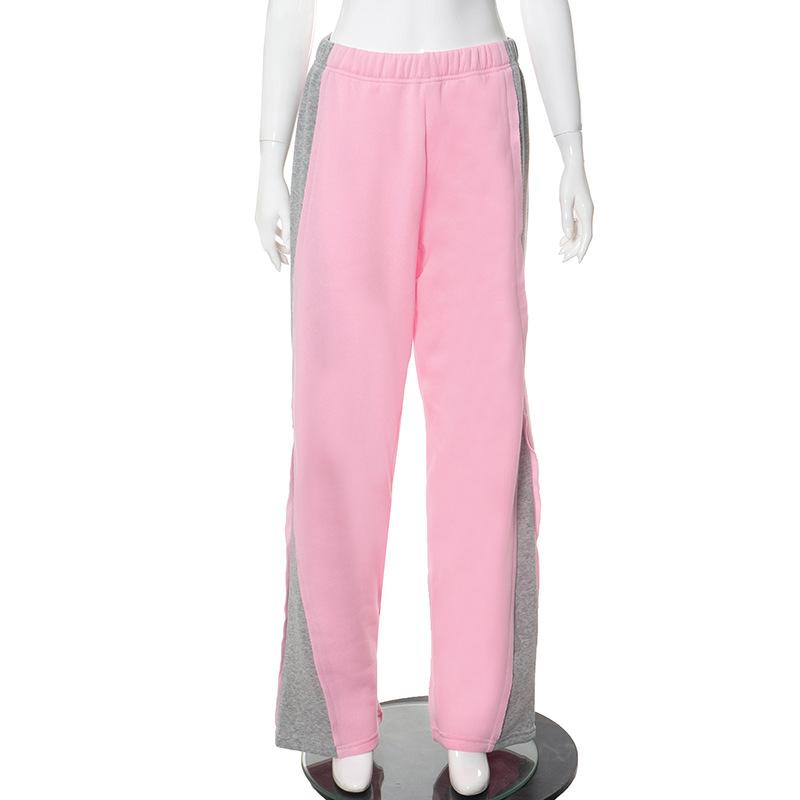 Женские брюки с цветными блоками Спортивные штаны для бега Спортивные брюки с высокой талией Повседневные женские прямые брюки