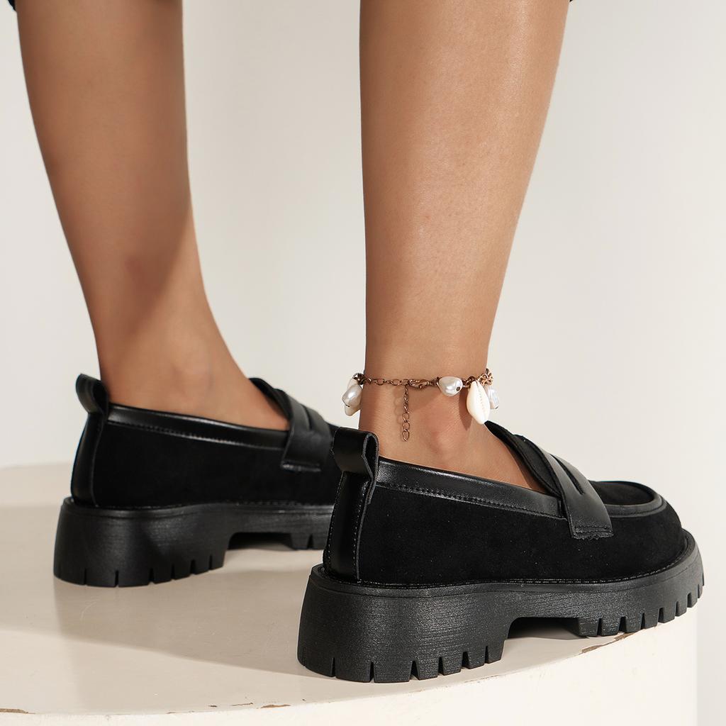 Мода весна/осень женские туфли-лодочки на низком каблуке с круглым носком туфли без застежек на танкетке однотонные туфли на платформе для женщин 2024