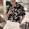 Men's Clothing Broken Flowers Shirts Stylish Pockets Spliced Summer Turn-down Collar Loose Casual Vintage Single-breasted Shirts