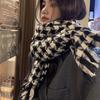 Houndstooth Scarf Women's Autumn and Winter Korean Version Versatile Niche Thickened Imitation Cashmere Large Shawl Dual Purpose Plaid Scarf Trendy