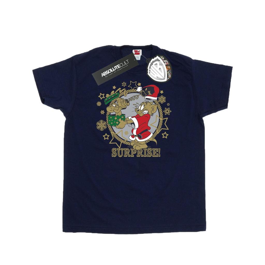 Tom And Jerry Mens Christmas Surprise T-Shirt