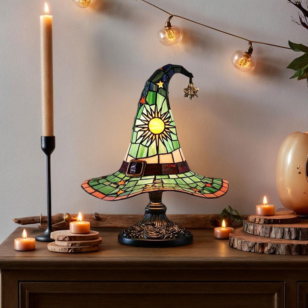 Creative LED Witch Hat Lamp Table Lamp USB Powered Night Light Resin Witch Hat Light Ornament Halloween Party Home Decor