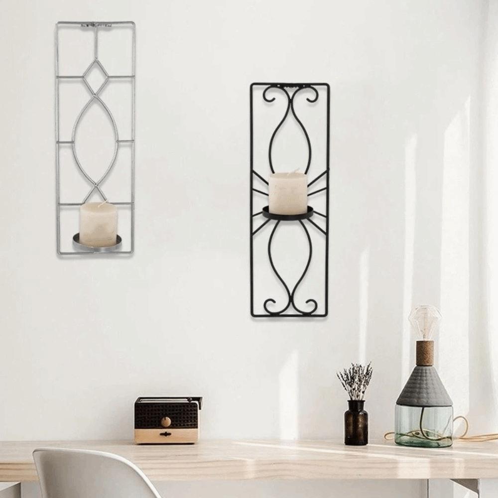 Vintage Wall-Mounted Candle Holder Iron Handicraft Aromatherapy Candle Stand Decorative Rustic Metal Candlestick Wedding