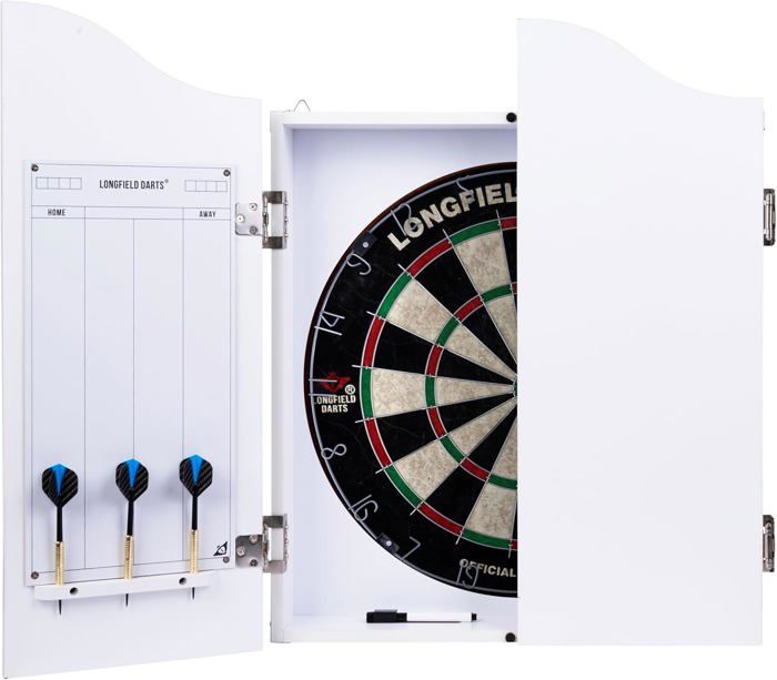 Wooden Dart Cabinet - ENGELHART - Sisal Dartboard - 2 Sets of 18 GR Darts