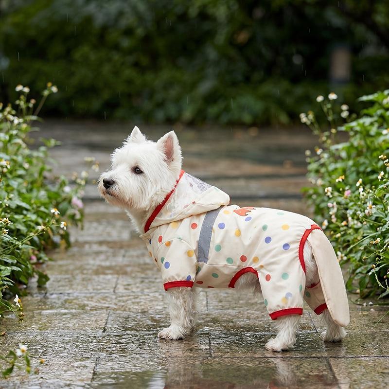 1Pcs Pet raincoat cartoon raincoat small dog dog clothing rain cape