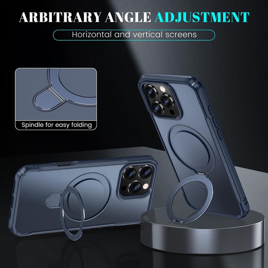 For iPhone 16 Pro Case with Magnetic Kickstand TPU+PC Anti Drop Phone Cover