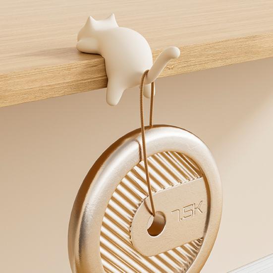 4 шт. Крючки-кошки для края стола Милые крючки-вешалки в форме кошки для края стола Без сверления Клейкий крючок для рюкзака Выдерживает до 5 кг Органайзер для стола для подвешивания сумок, ключей