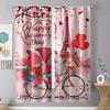 Set Of 2 Romantic Valentine Day Gnome Eiffel Tower Curtains Perfect Festive Window Decor Bedroom Living Room Curtain Polyester Ideal For Sitting
