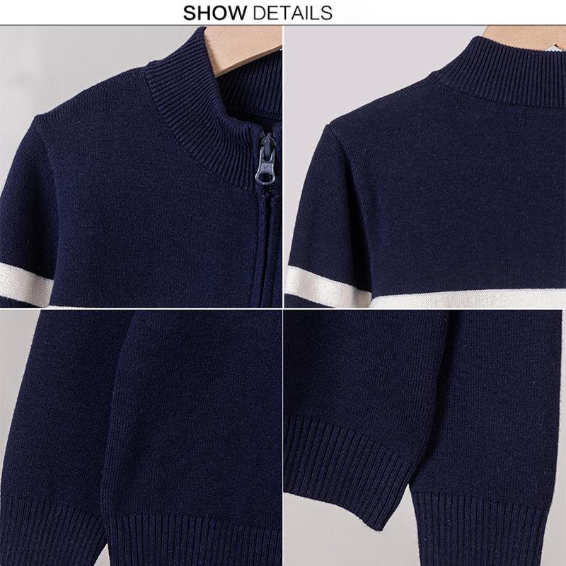 Детская одежда, воротник-стойка, молния, вязаный кардиган для мальчиков и девочек, универсальная детская куртка-свитер на весну и осень