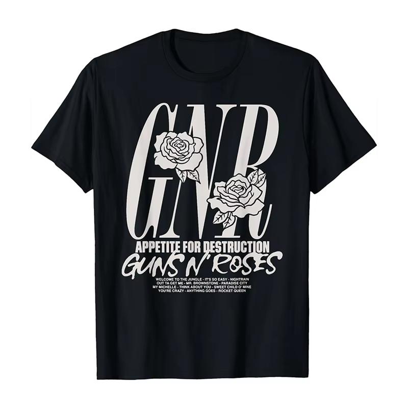 2025 Новые Guns N 'Roses Рок Панк Американский Оверсайз Хай Стрит Мужская и Женская Летняя Хлопковая Американская Удобная Футболка