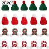 20pcs Mini Christmas Knitted Finger Hat and Scarf Set: 10 Red & Green Hats + 10 Scarves, Exquisite DIY Craft Supplies for Snowman and Tree Decoration