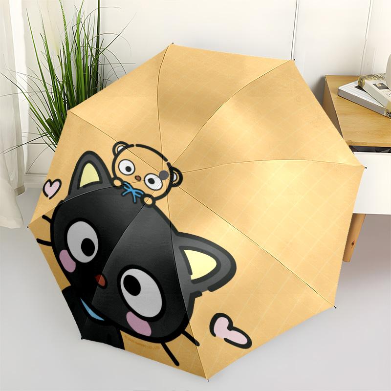 1pc sanrio Umbrella Portable Folding Umbrella Iron Frame Hole Bone Structure Outdoor Home Umbrella