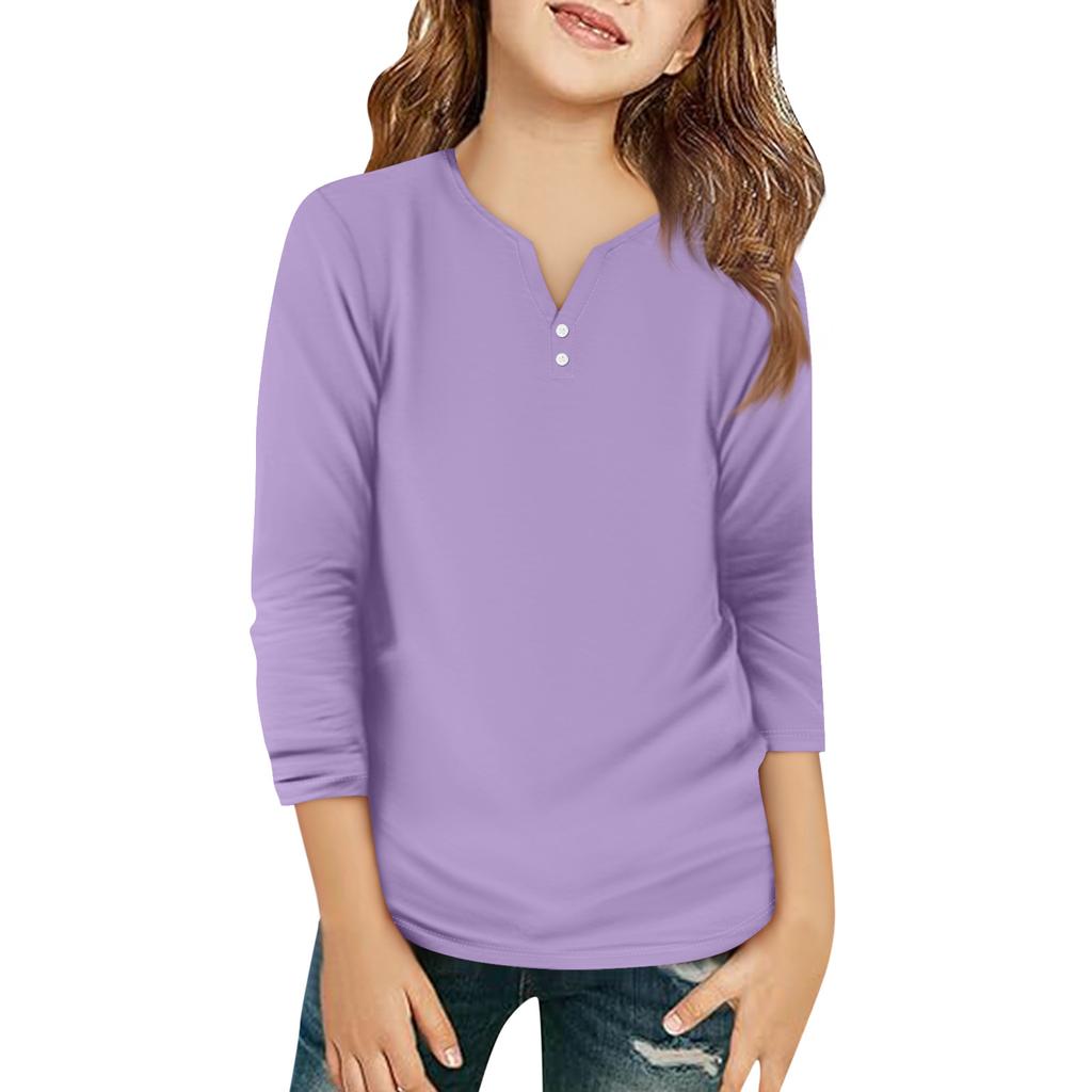 Детская футболка с рукавом 3/4, повседневная футболка с принтом, круглый вырез, блузка-пуловер