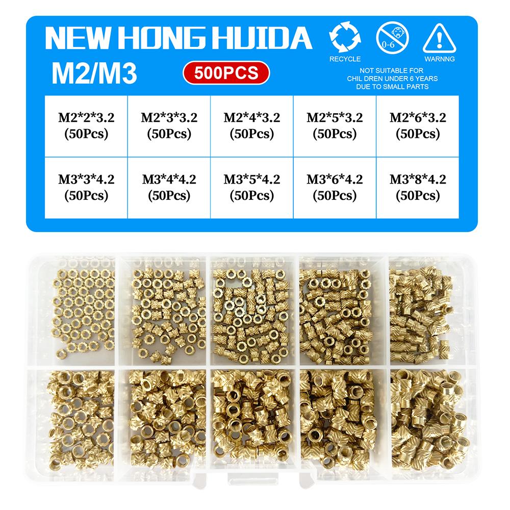 M2 M2.5 M3 M4 M5 M6 Heat Brass Insert Nut Kit Metric Thread Hot Melt Molding Injection Embedded Inserts With Box For 3d Printer