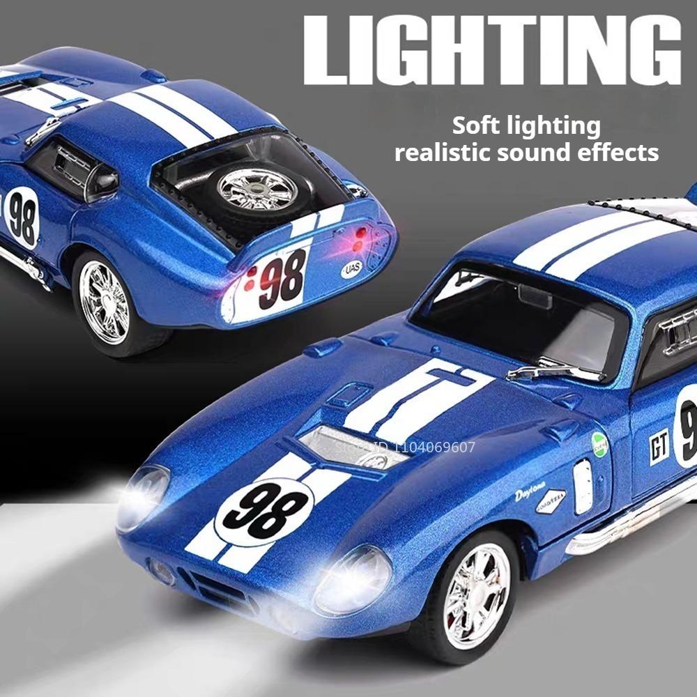 1:32 Scale Mustang Shelby Cobra Viper Model Toy Cars Alloy Diecast Sound Light Doors Opened Pull Back Ornament Vehicle Models