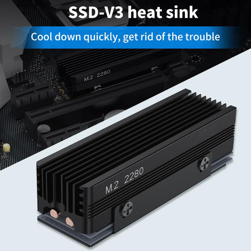 SSD-V3 2280 M.2 Твердотельный накопитель с двумя тепловыми трубками Полностью алюминиевый жилет с решеткой NVMe Высокоэффективный радиатор Игровые аксессуары