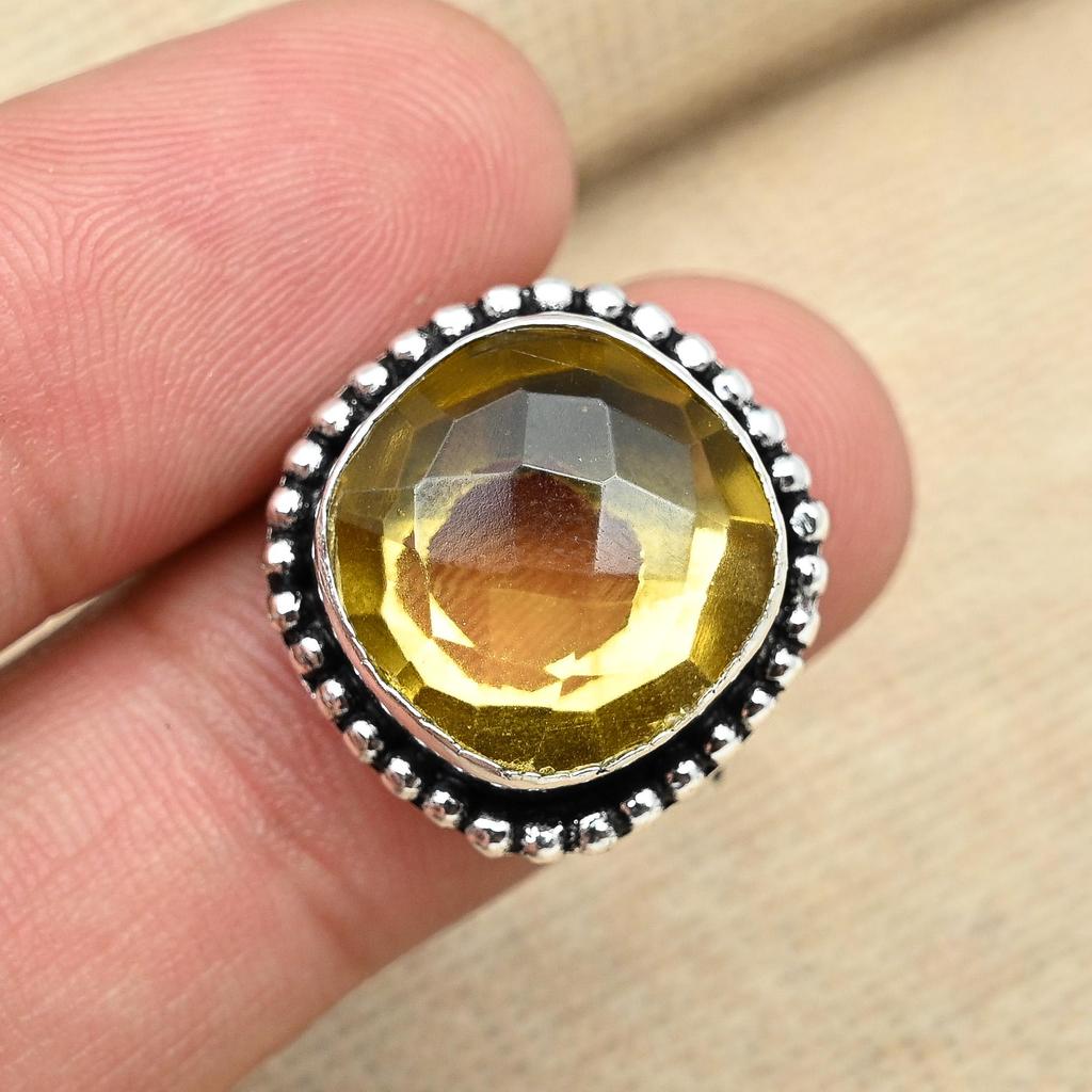 Красивый цитрин драгоценный камень твердое серебро 925 пробы ювелирные изделия ручной работы женское кольцо