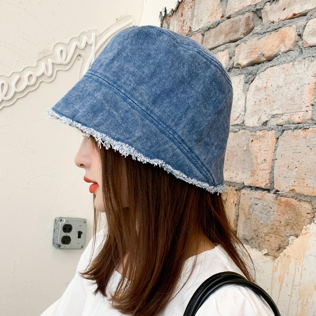 Джинсовая панама с индивидуальной окантовкой, женская корейская модная универсальная повседневная шляпа от солнца