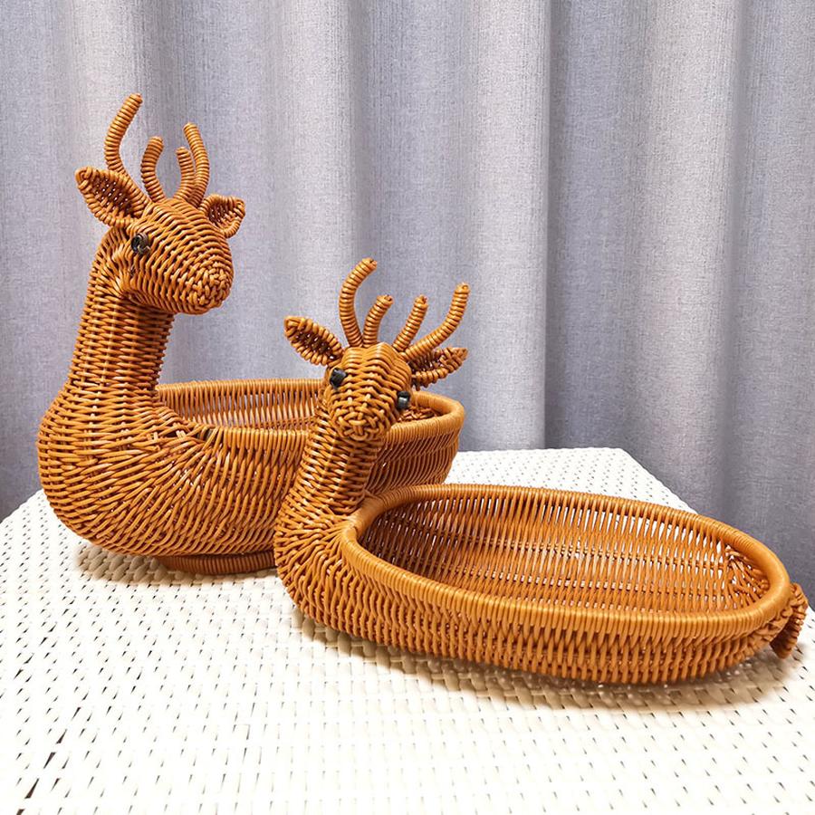 Корзина для хранения Фруктовница Полка для журнального столика в гостиной Креативная Современная Домашняя Пластиковые Плетеные Корзины Настольные Декоративные