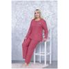 Wide Fit Mother's Winter Long Sleeve Green Plus Size Pajama Set - Single Flower