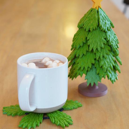 1 Набор подставок под рождественскую елку, пластиковые теплоизоляционные подставки, подставки с палочкой для перемешивания в виде звезды, защита стола, декоративные подставки для горячих блюд и напитков