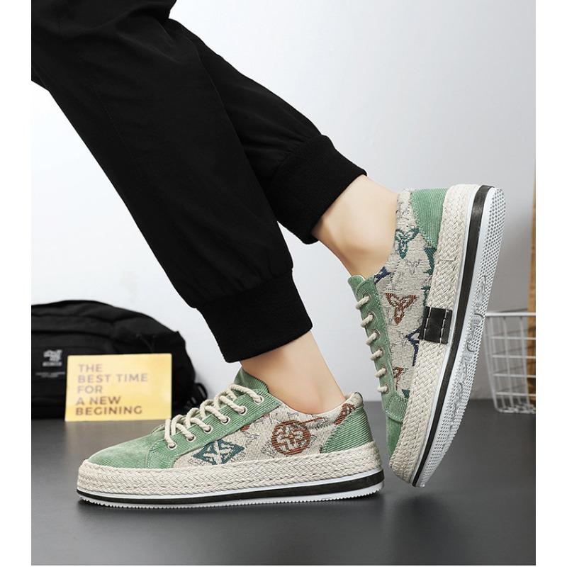 Мужская парусиновая обувь Мужские уличные модные универсальные кроссовки Тканевые дышащие вулканизированные туфли ручной работы Удобные туфли на плоской подошве