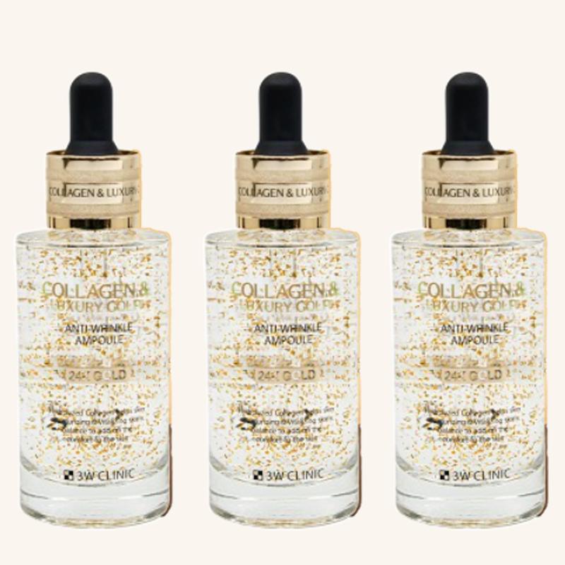 3w Clinic Collagen Luxury Gold Ампула против морщин, 24-каратное золото, 55 мл (3 варианта)