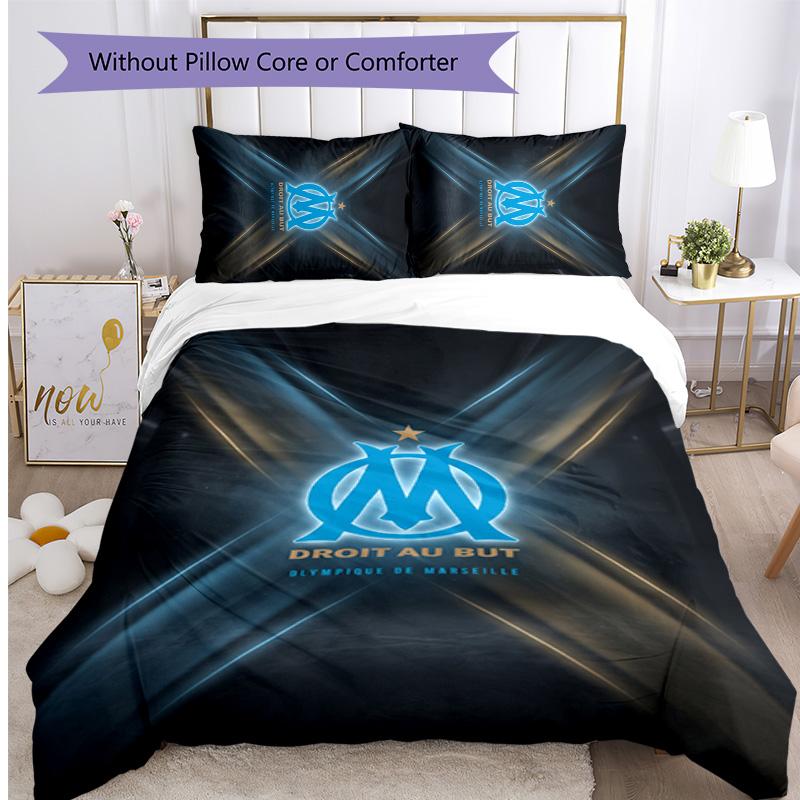 Olympique Lyonnais FC Printed 3PCS Bedding Set Breathable Duvet Cover with Pillowcases Decorative Bed Linen for Bedroom Home