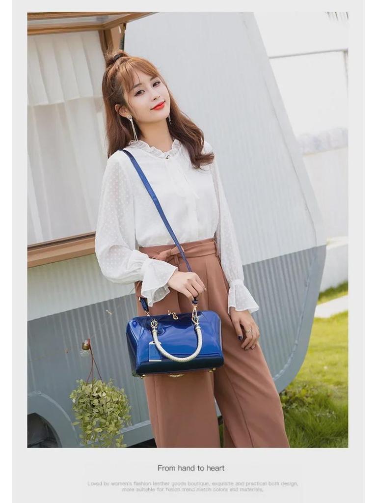 Shiny Bridal Bags: European & American All-Match Patent Leather Handbags - Textured Crossbody Shoulder Bags for Women