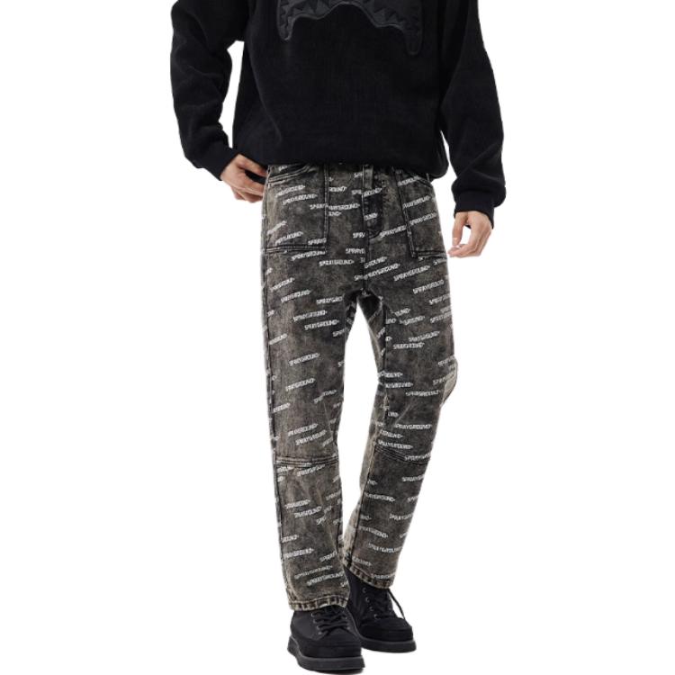 Sprayground Джинсы прямого кроя с принтом-буквами Унисекс Черные W0842208