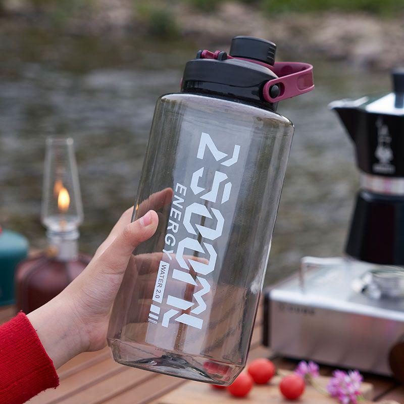 High-Capacity Plastic Fitness Water Bottle with Handle - Heat Resistant, for Men and Women