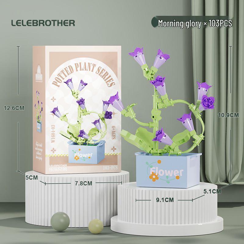 Cross-Border Lego Immortal Flower Basket Building Block Set - Rose Bonsai & Children's Assembly Toy for Teacher's Day Gift