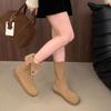 French platform matte two-wear medium boots women's shoes autumn 2025 new western cowboy boots round head knight boots