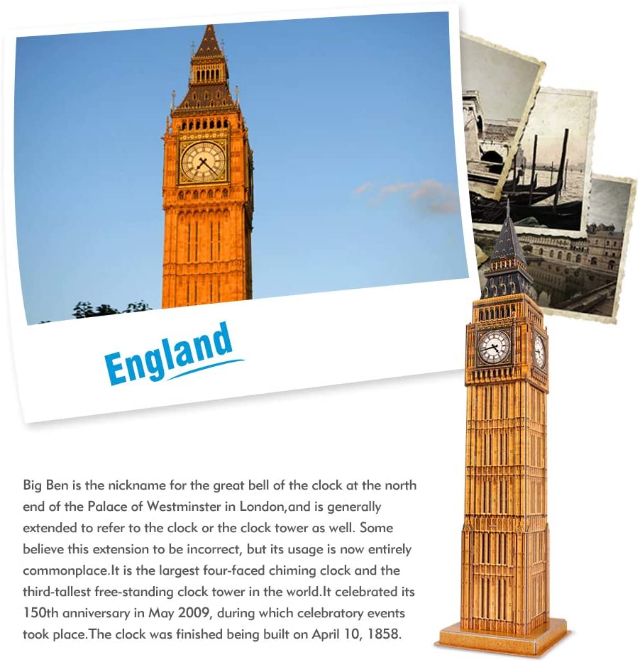 Cubic fun puzzle 3d światowa architektura zegar big ben 44 elementów c094h