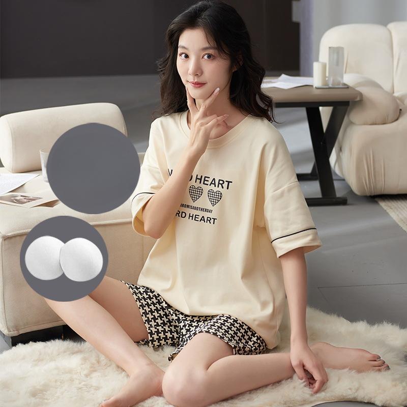 Пижама женская летняя с подушками, милые и симпатичные шорты, можно носить поверх хлопкового костюма с короткими рукавами, домашняя одежда