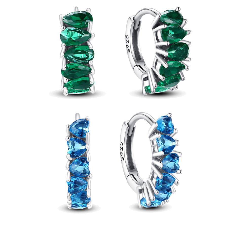 Серьги S9 из стерлингового серебра Премиальные Легкая роскошь Простые серьги с зелено-голубым камнем Стиль